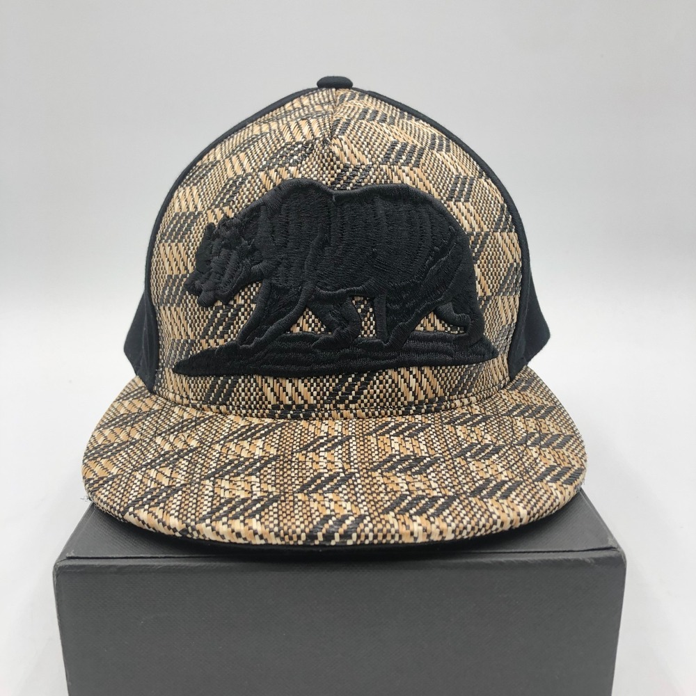 Top Level‎ California Bear Tribal Woven Snapback Hat Black Tan Cap Adjustable LA
